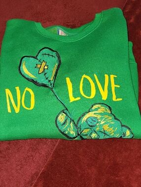 Etro Green Sweatshirt with Yellow 'NO LOVE' Graphic
